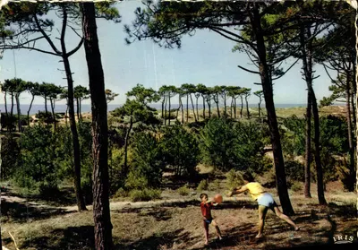 Crianças brincando com uma bola em uma floresta de pinheiros — Edições IRIS, n° 87/123