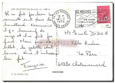 Les Houches — widok panoramiczny z zimnych gór — wydawca Cimcrome — Rewers