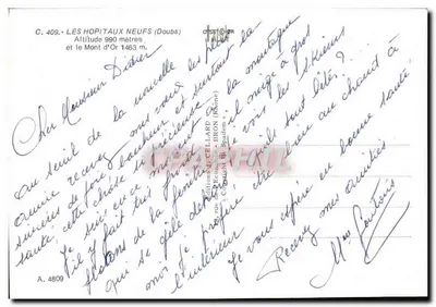 Les Hospitaux Neufs — Mont d'Or — editor C. 409 — Verso