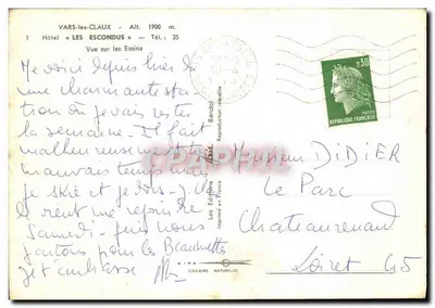 Vars-les-Claux — Vista sobre os Essina — Les Éditions Imprimé en France — Verso