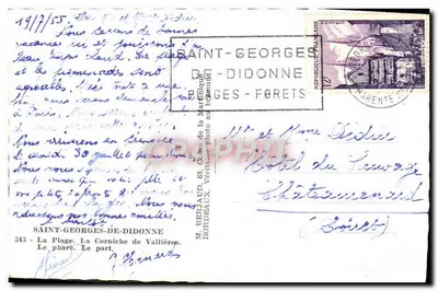 St-Georges-de-Didonne — vue de la plage avec tentes, falaise, phare et port — éditeur Tito — Verso