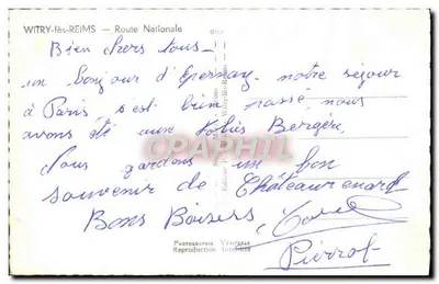 Witry-lès-Reims — Rodovia Nacional — Café e Restaurante — Editor P. Pierrot — Verso