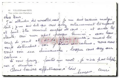 Villers-sur-Mer — Vista tirada das Falésias — editor C. des Arts, n°69 — Verso