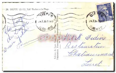 Dieppe — Les Roches et la Plage — Edição de Luxo Caisson, n°29 — Verso