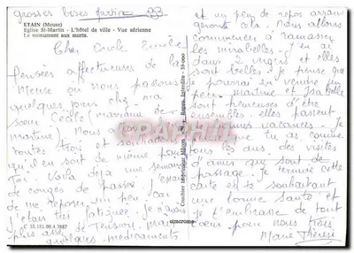 Étain — Igreja de São Martinho, Prefeitura, Monumento aos Mortos — Combiner Imprimeur Mason — Verso