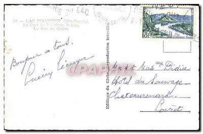 Jezioro Annecy — Port Talloires, jezioro, Roc de Chère — Éditions du Globe — Rewers