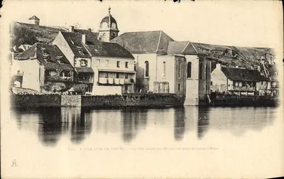 Bilhete postal moderno L'isle sur le Doubs A margem direita do Doubs abaixo do grande ponte