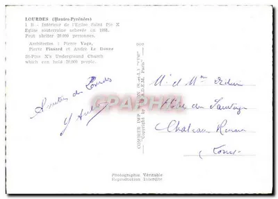 Lourdes (Hautes-Pyrénées) — Wnętrze Kościoła Świętego Piusa X — Comlier Imp. (S.A.D.E.M.) Paris — Rewers