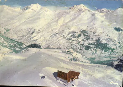 Bilhete postal moderno Serre Chevalier Chantemerle Vista Aérea da Estação