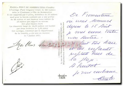 Most Noirmoutier — szczegół techniczny — Wydawnictwo Estacade, nr 85-261 — Rewers