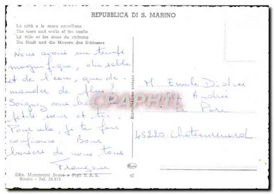 Kasteel van San Marino — luchtfoto — Ediz. Murcaccini Bruno-e-Pight S.A.S. n°42 — Achterkant