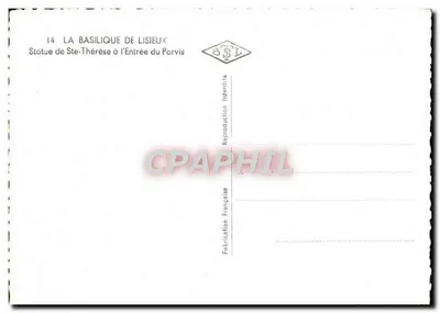 Basílica de Lisieux — Estátua de Santa Teresinha na entrada do Parvis — Edição Interdilis — Verso