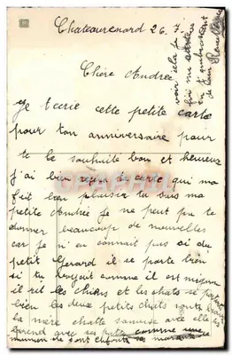 Flores de íris e de primaveras — Aniversário — Châteaurenard — Verso