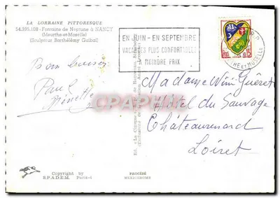 Fontanna Neptuna w Nancy — Wyd. IRIS — n° 54.395.108 — Rewers