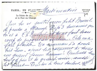 Paris — O Palácio da Justiça e o Ponte au Change — Edições d'Art — Verso