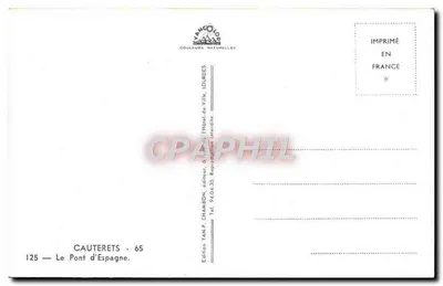 Cauterets — O Ponte da Espanha — Edição Yan P. Chambon, n°125 — Verso