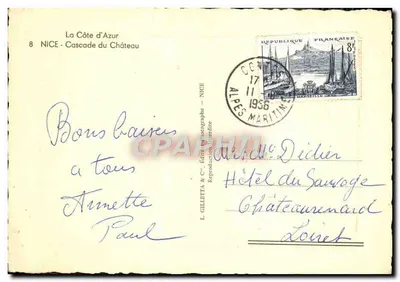 Nice - Cascata do Castelo — L. Gilletta & Cie, editor — Verso