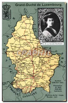 Bilhete postal antigo Grande Ducado do Luxemburgo SAR a grande duquesa