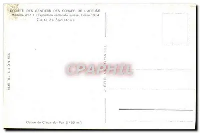 Cirque du Creux-du-Van — widok zasypany śniegiem — Société des Sentiers des Gorges de l'Areuse — Rewers