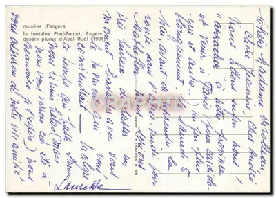 Fontanna Pied-Boulet i ratusz w Angers — rysunek piórem Abela Ruela (1901) — Rewers