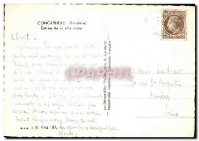 Concarneau (Finistère) — Entrada da cidade fechada — Les Éditions d'Art YVON, Paris — Verso