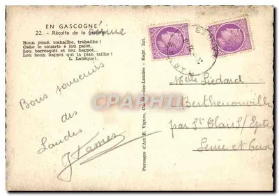 Colheita da goma — Gascogne — Paisagens de Arte E. Vignes, Int. - n°22 — Verso