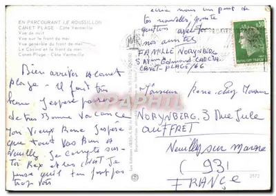 Bilhete postal moderno Canet Plage — Verso