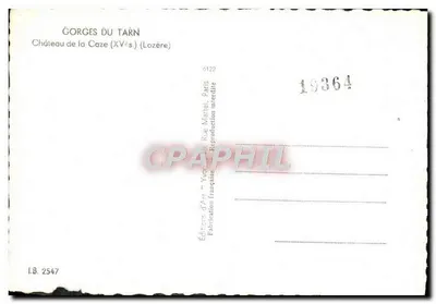 Gorges du Tarn — Château de la Caze (XVe s.) — Éditions d'Art "Yvon" Rue Martel, Paris — Verso