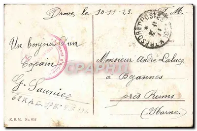 Mayence — Widok na Rzeka Ren z łódkami pasażerskimi — wydawca nieznany, numer serii nie widoczny — Rewers