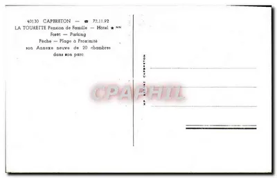 La Tourette — Pensionato de Família — Hotel — Capbreton — Verso