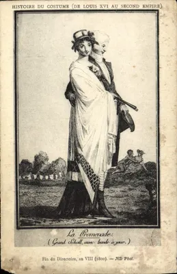 A Promenade — Grand Schall com burde à jour — ND Fot. — Fim do Diretório, ano VIII (1800)