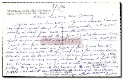 Savignac-les-Eglises — Kościół św. Chrystofa, ruiny — Stara pocztówka n° 000 — Rewers