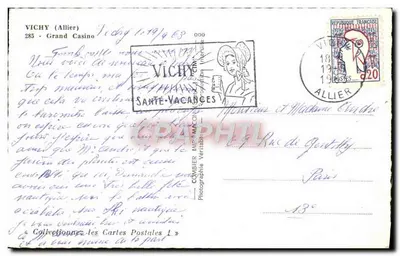 Vichy — Wielki Kasyno — Fotograf Combière — Rewers