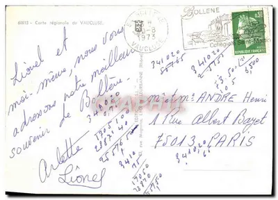 Carta regional do Vaucluse — Bollene — Éditions Magenta — Verso