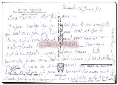 Ogólny widok na Clermont-Ferrand — Auvergne — Wydawnictwo HACRETTIE — Rewers
