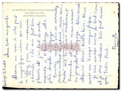 Hendaye - Granica Francusko-Españolska — Widok z lotu — Cliché Robert Durandaud — Rewers