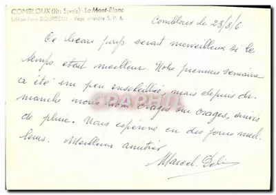 Combloux (Alpy) — widok na Mont-Blanc — wydawnictwo René Bourdeau — Rewers