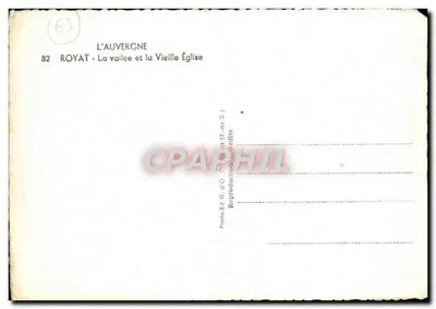 Royat — La vallée et la Vieille Église — Éditeur : Photo-Ed. G. D'O. (P.-de D.) — Rewers