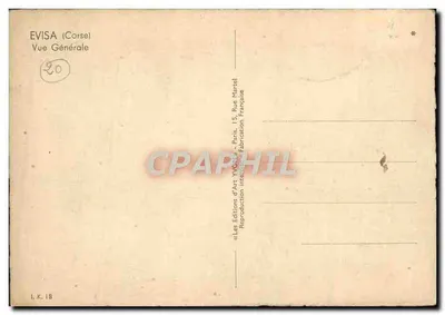 Evissa (Corse) — vue générale avec édifice religieux et montagnes — Les Éditions d'Art Yvonne, Paris — Achterkant