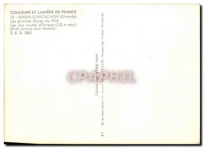 Wielkie piaszczyste wydmy Pilat — Basen Arcachon (Gironde) — Wydawnictwo Arcueil — Rewers