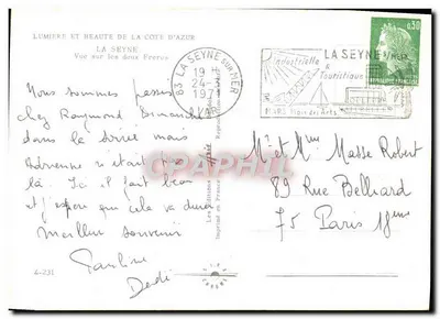 Vista de los Dos Hermanos — La Seyne-sur-Mer — Ediciones Francia — Reverso