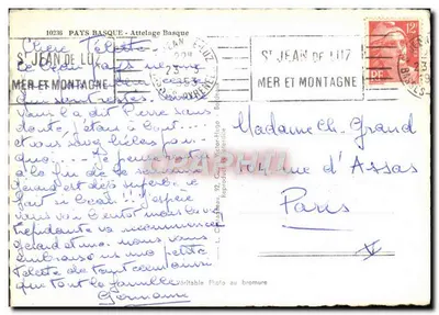 Attelage Basque — Saint-Jean-de-Luz — Editore Elcé, n°10238 — Verso