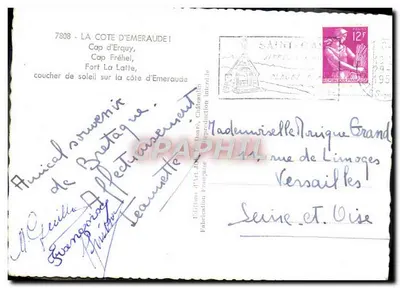 La Côte d'Émeraude — Cap d'Erquy, Fort La Latte — Éditions d'Art Jos — Rewers