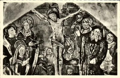 Kernascléden (Morbihan) — Frescas do XVᵉ século — O Crucifixo — J. Le Mahigneur