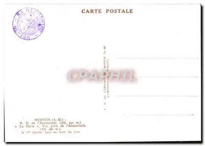 Widok na Annonciade — Menton (A.-M.) — N.D. de l'Annonciade (Alt. 230 m.) — Rewers