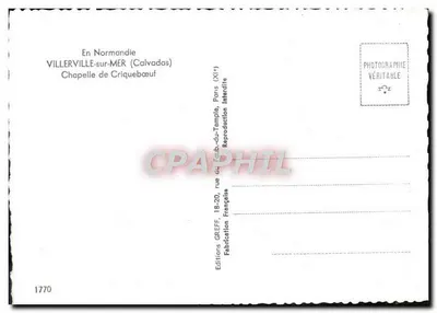 Kaplica w Criquèbeuf — VILLERVILLE-sur-MER (Calvados) — Wydawnictwo GREFF, nr 1770 — Rewers
