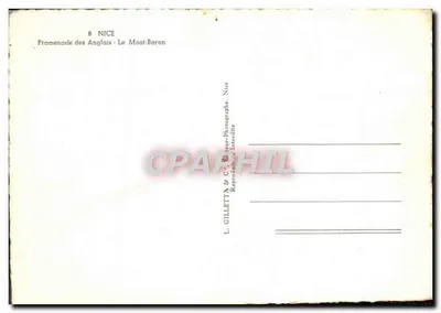 Nice - Promenade dos Ingleses - Mont-Boron — Gilletta — Verso