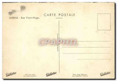 Amiens - Rua Victor-Hugo — vista da Sociedade Geral e da catedral — editor Pelletier — Verso