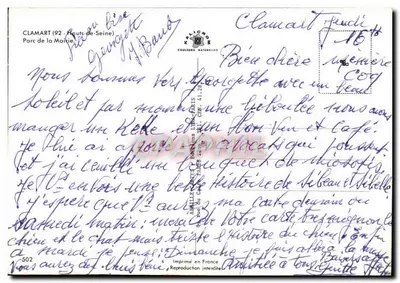 Bilhete postal moderno Clamart Parc De La Mairie — Verso