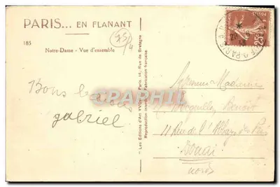 Notre-Dame di Parigi — Vista generale — Les Éditions d'Art Yvon, n°185 — Verso